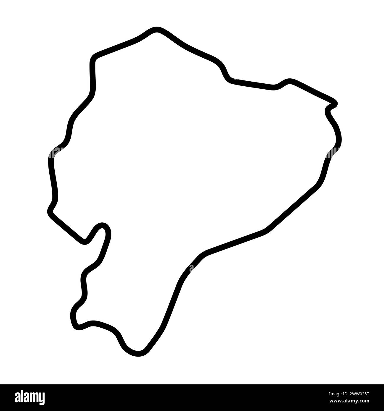 Ecuador Country Simplified Map Thick Black Outline Contour Simple