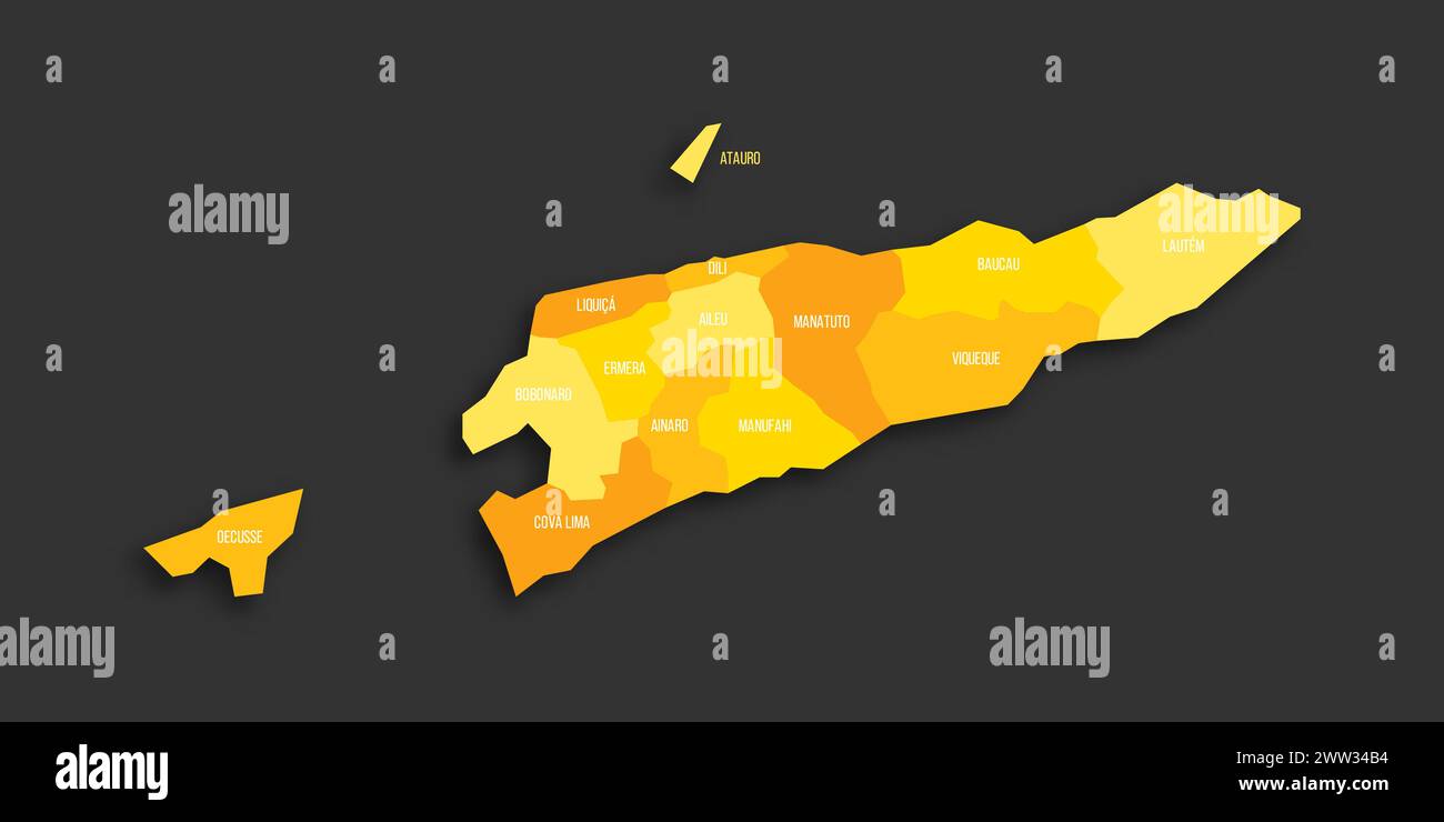 East Timor Political Map Of Administrative Divisions Municipalities