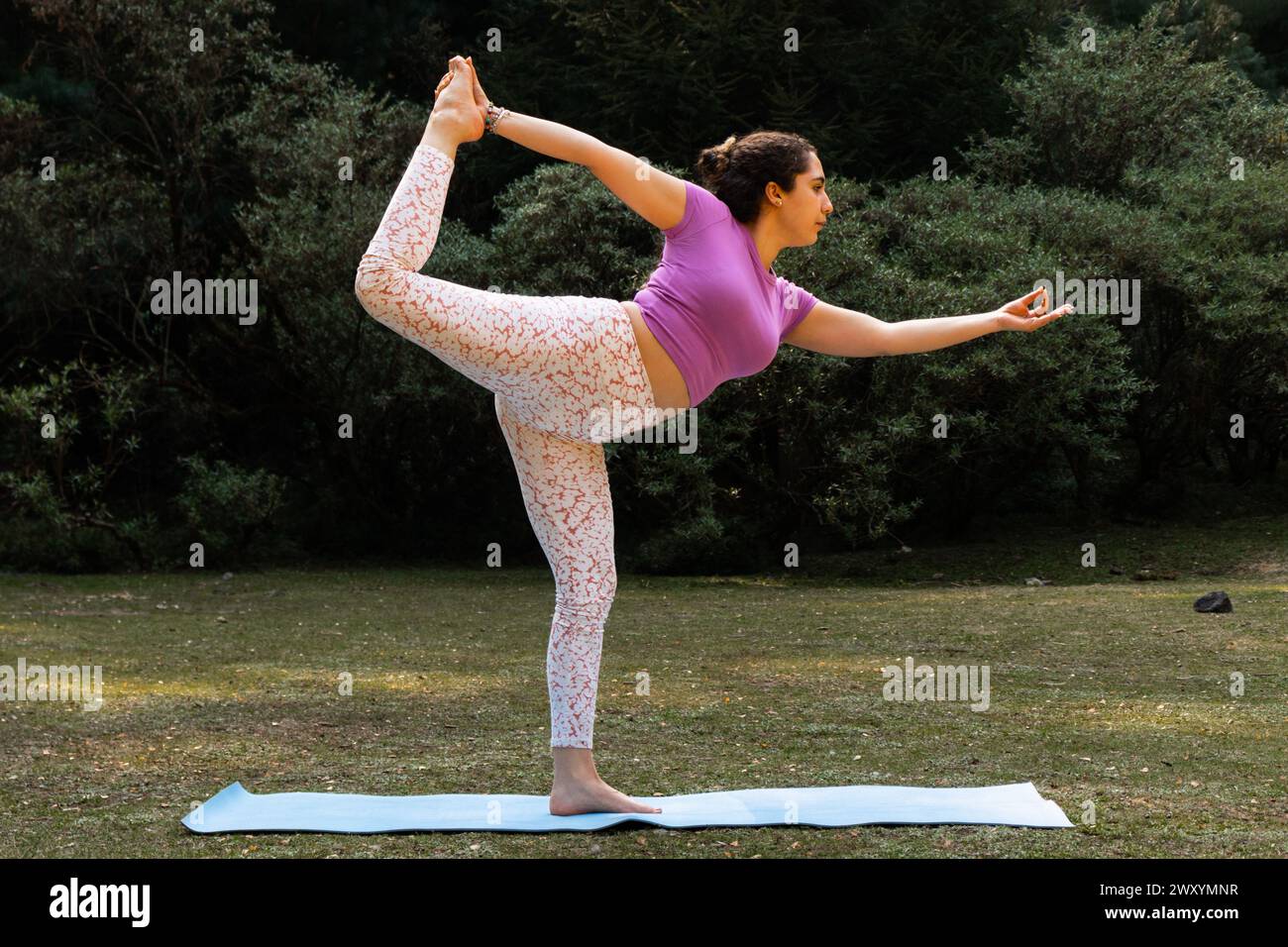 A Yogini Demonstrates Natarajasana The Lord Of The Dance Pose With