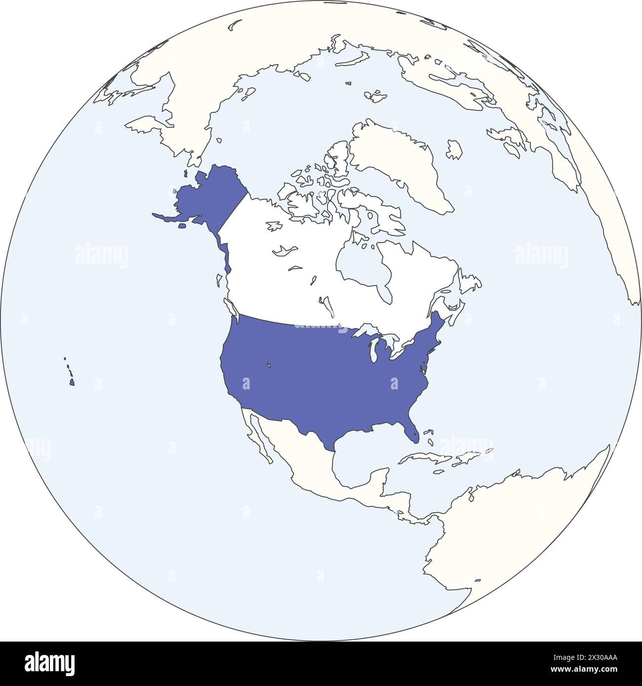 Blue Map Of The UNITED STATES Inside White Map Of The North American