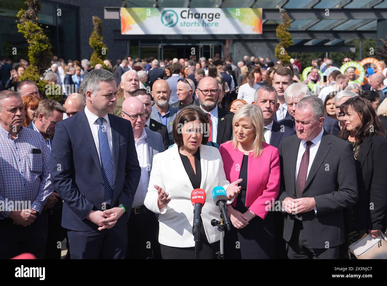 Front Left Right Pearse Doherty Sinn Fein Leader Mary Lou Mcdonald