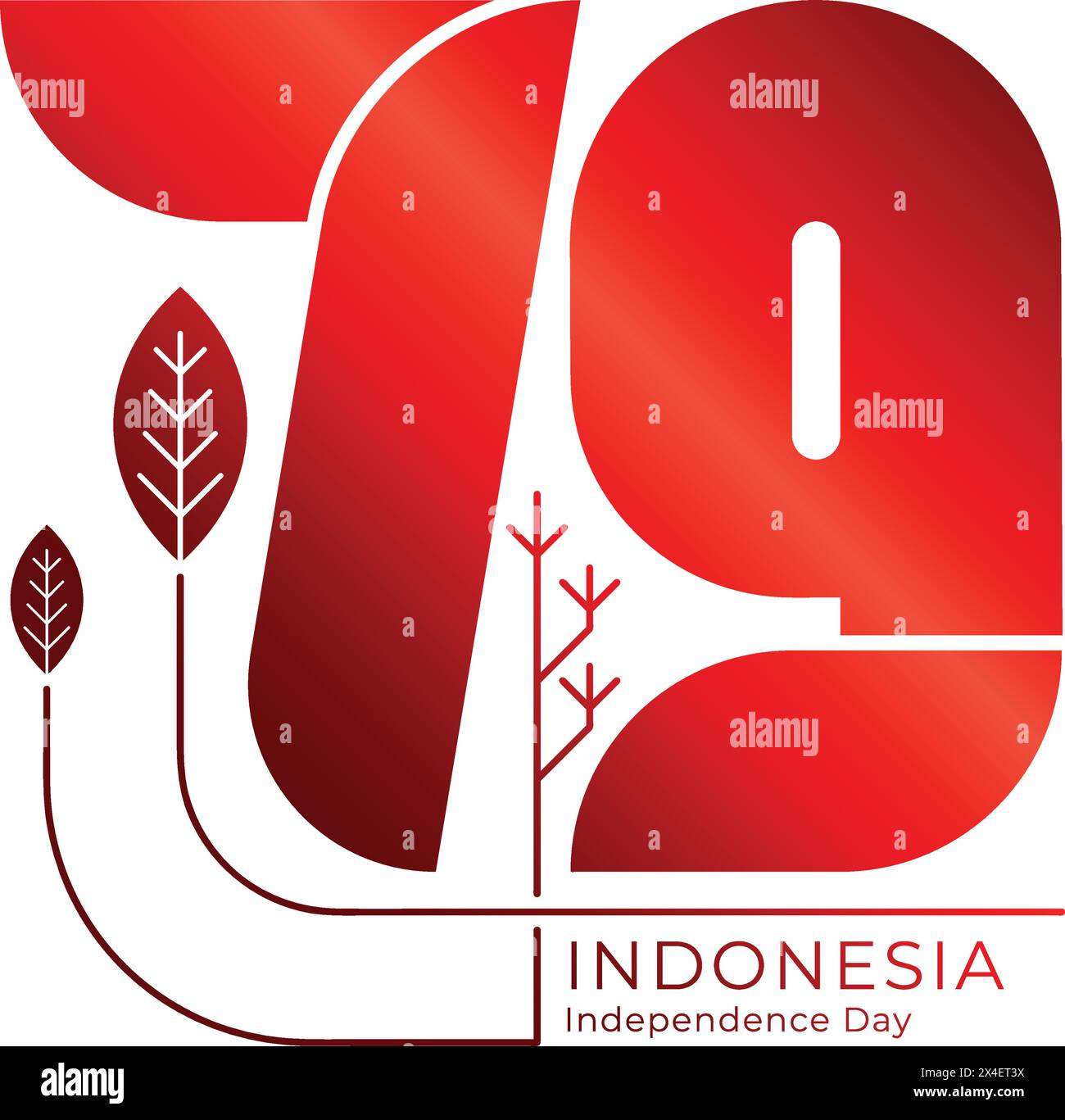 Simple 79th Indonesia Independence Day 17 August 2024 Concept Logo