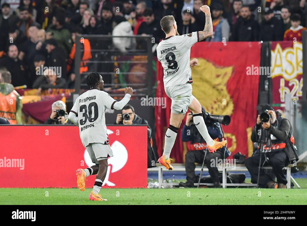 Robert Andrich Of Bayer Leverkusen Celebrates A Goal During The Uefa