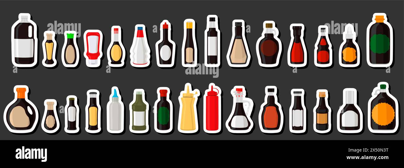 Illustration On Theme Big Kit Varied Glass Bottles Filled Liquid Sauce