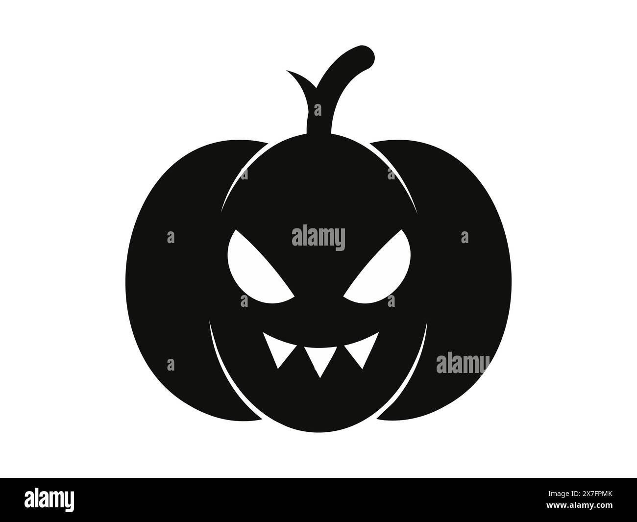 Black Silhouette Of Halloween Pumpkin Art Jack O Lantern With A