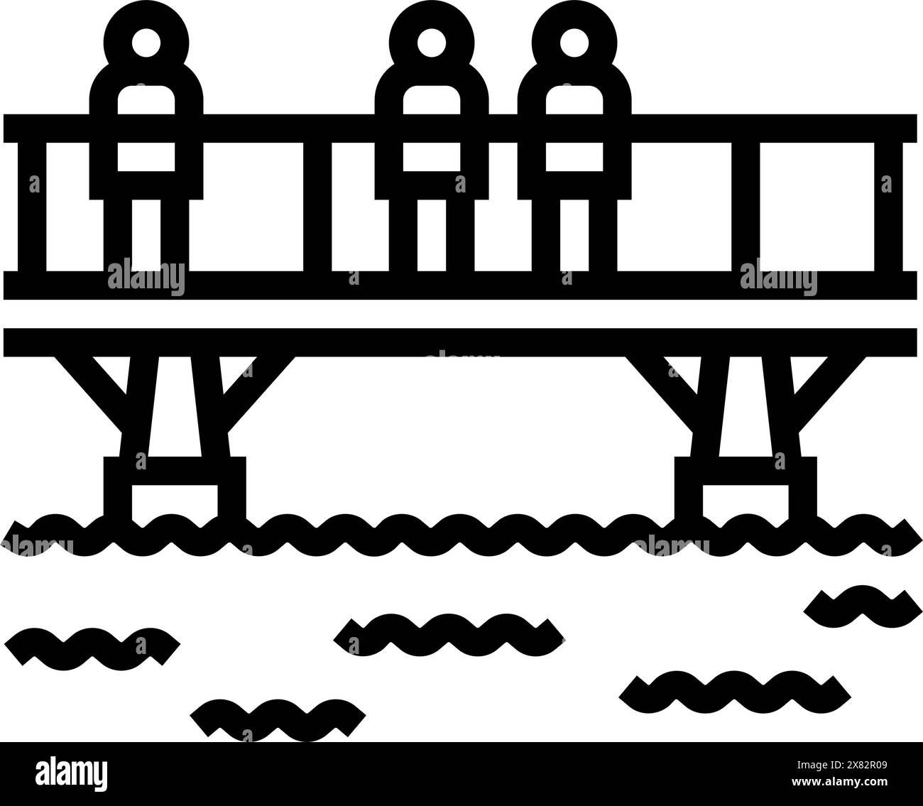 Footbridge Bridge Line Icon Vector Illustration Stock Vector Image