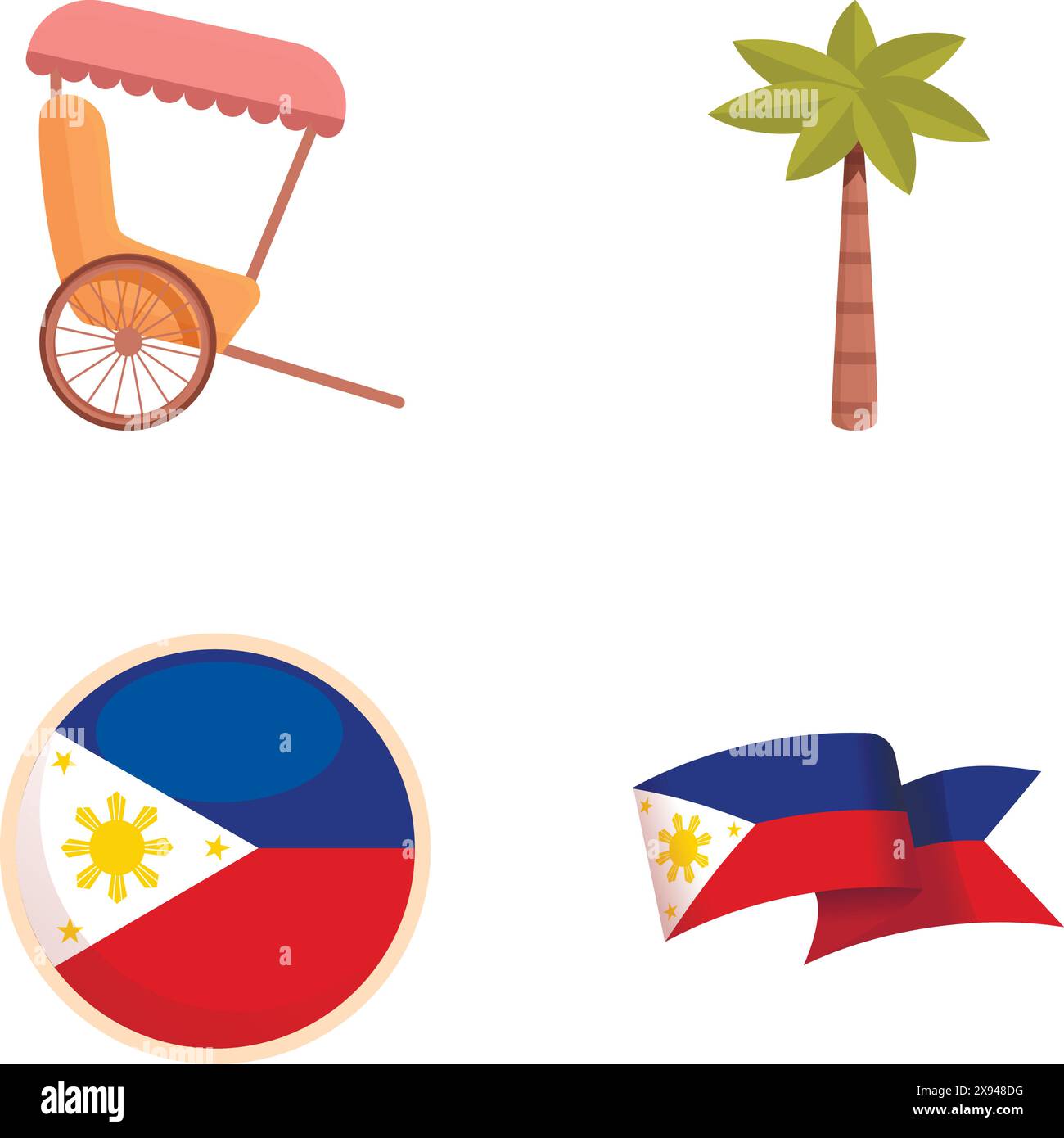 Philippines Icons Set Cartoon Vector Philippine Flag And Landmark