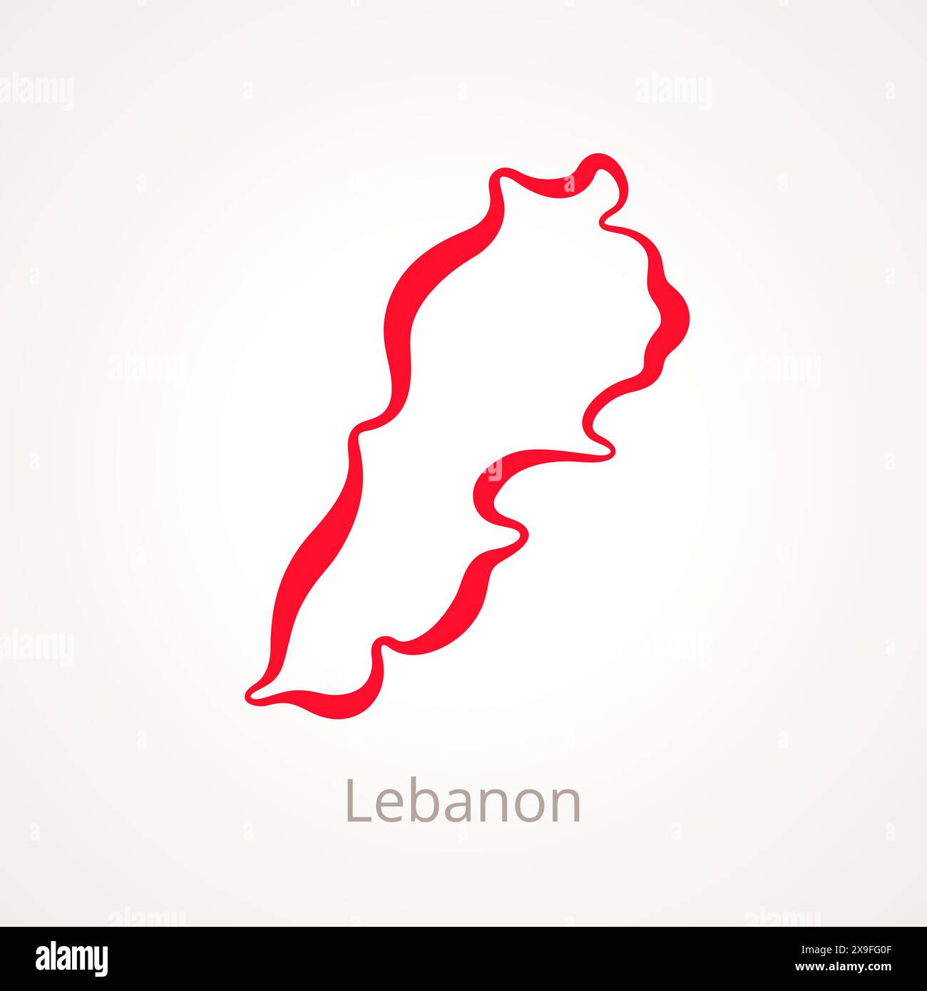 Outline Map Of Lebanon Marked With Red Line Stock Vector Image Art