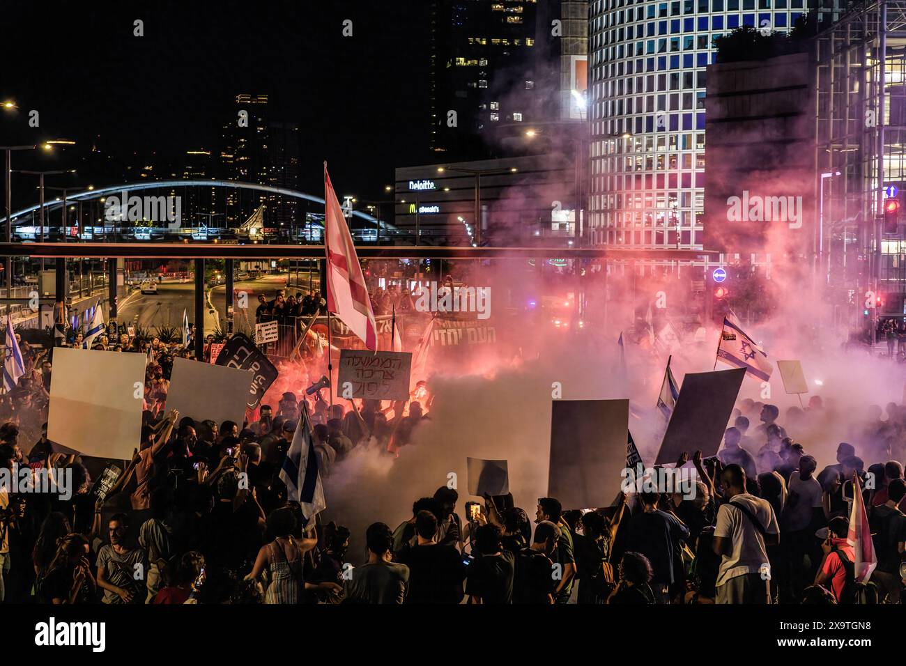 Tel Aviv Israel St June Protesters Gather Around The Bonfire