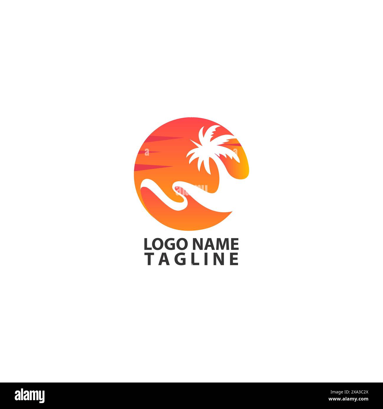 Sunset Beach Logo Design Vector Stock Vector Image Art Alamy