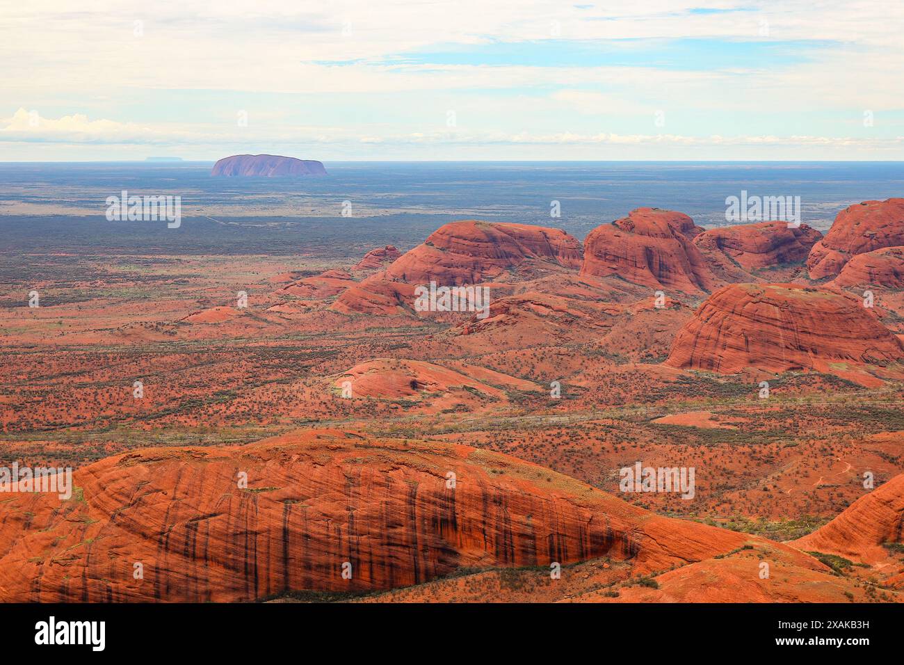 Aerial View Of Kata Tjuta Aka The Olgas With Uluru Ayers Rock In The