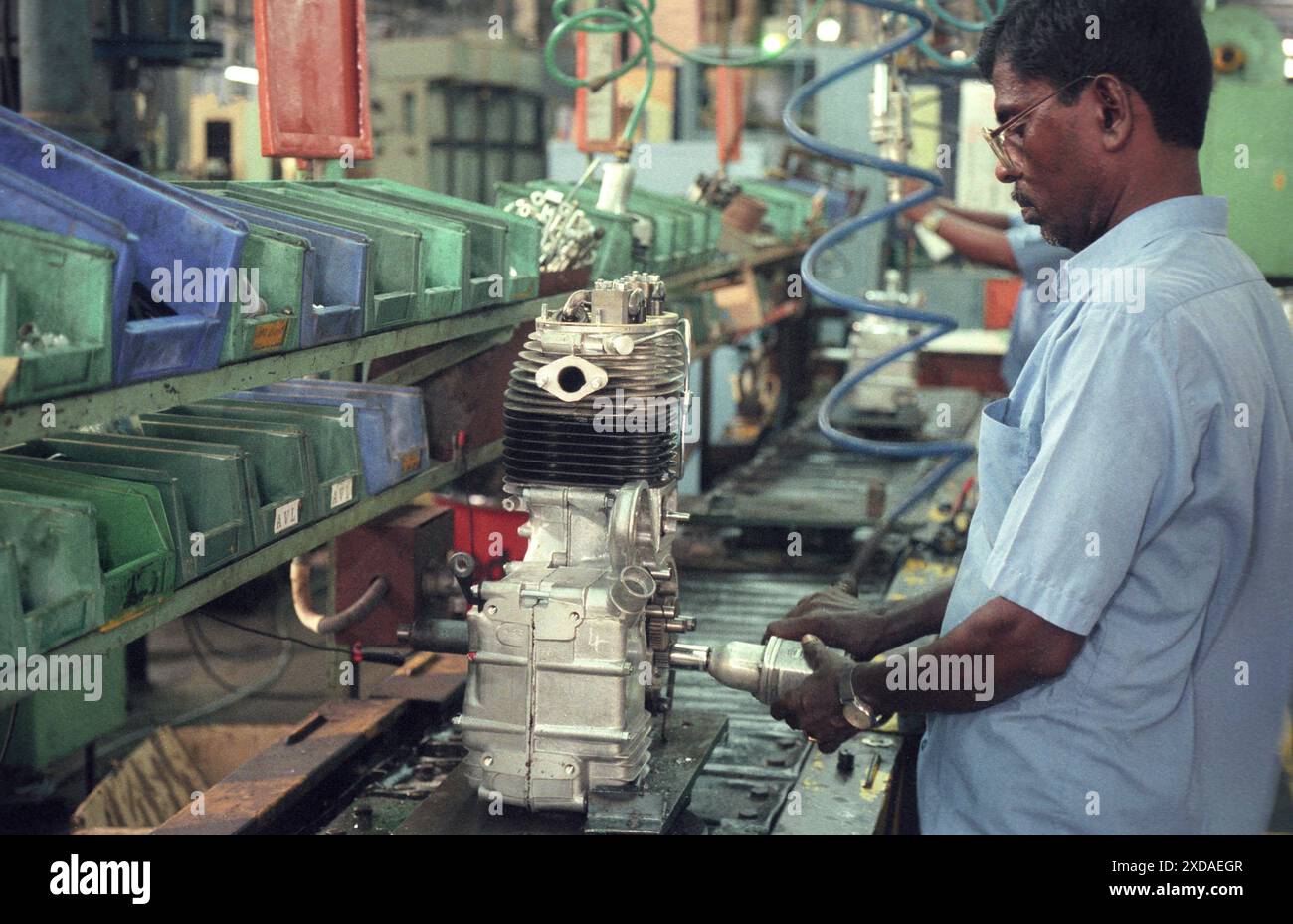 Worker At The Motorcycle Factory Of Royal Enfield In Of Chennai In The