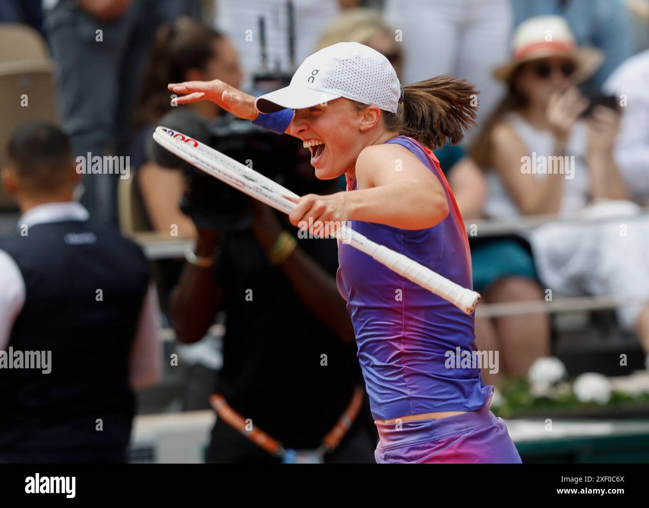 Polish Tennis Player Iga Swiatek Celebrating At The French Open 2024