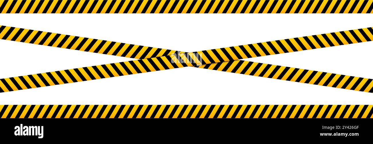 Horizontal And Crossed Caution Tapes With Black And Yellow Slashes