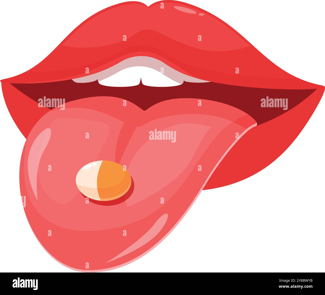 Cartoon Illustration Of Open Mouth With Tongue Sticking Out Holding