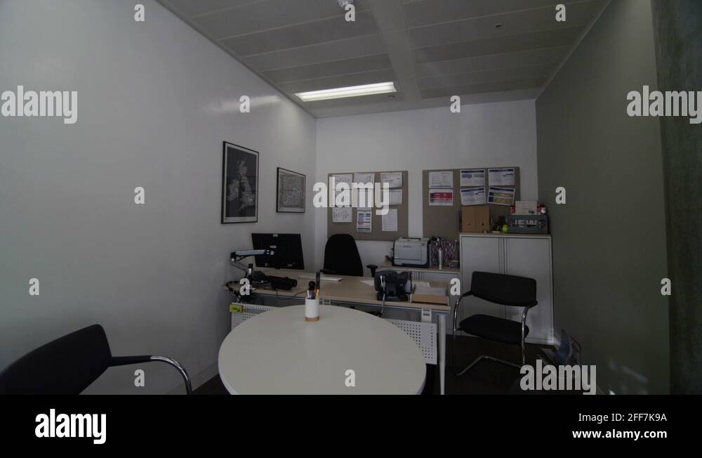 Interior View Of Empty Meeting Room Work Stations In Large Modern