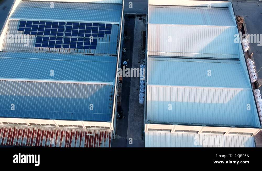 Photovoltaic System On The Roof Of An Industrial Building Stock Videos