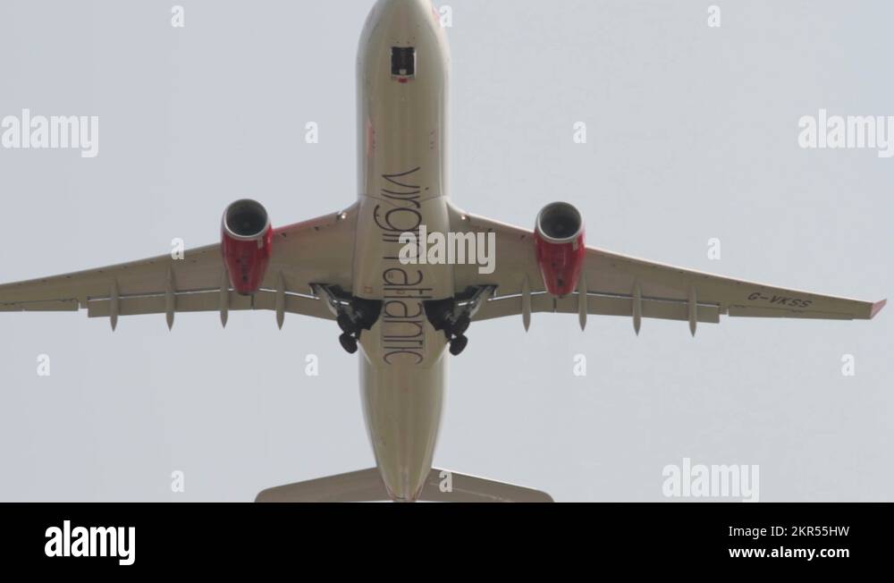 Airplane Takes Off Overhead Virgin Atlantic Airbus A330 Stock Video