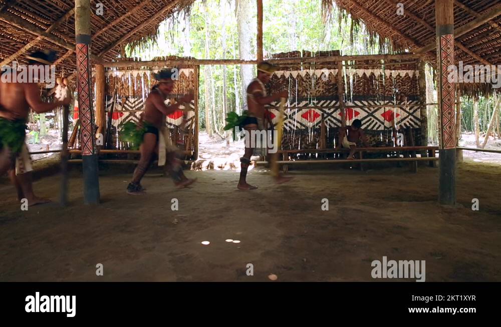 Native Brazilians Doing Their Ritual At An Indigenous Tribe In The