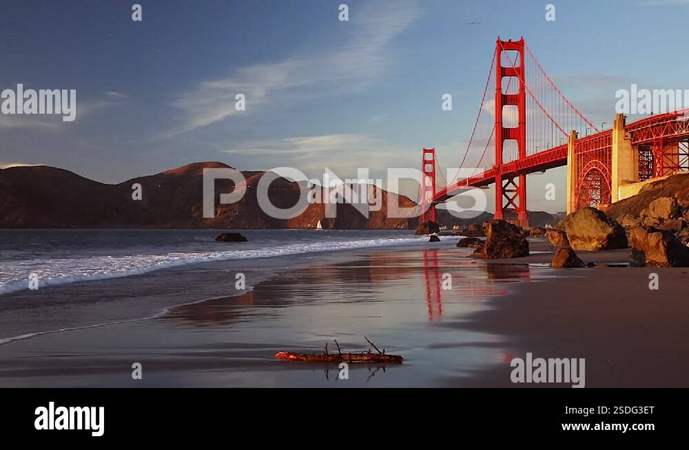 Golden Gate Bridge At Sunset In San Francisco California Stock Video