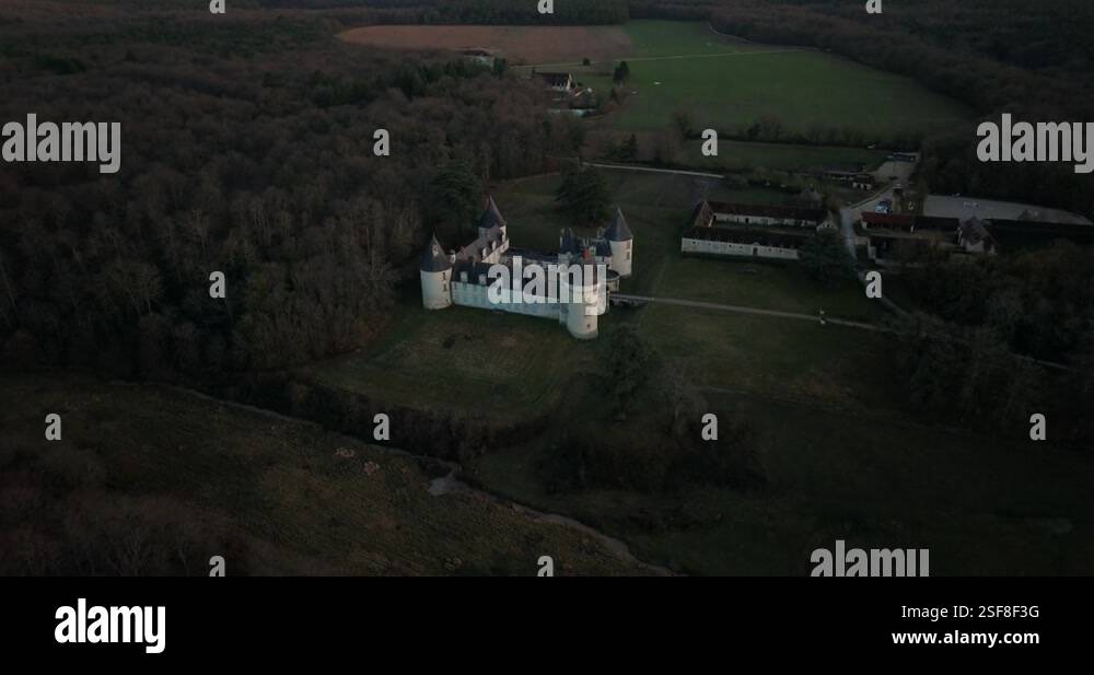 Aerial Shot Of The Castle And Stable Of The Gu P An In Monthou Sur