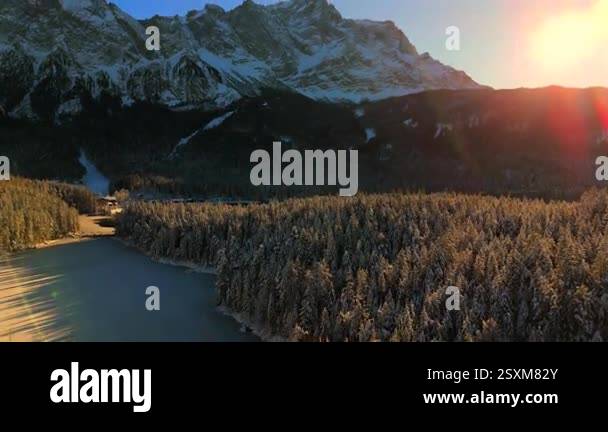 Breathtaking Aerial View Over Snow Covered Treetops In Germanys