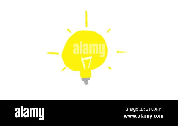 Hand Drawn Cartoon Light Bulb Shining Animation Stock Video Footage Alamy