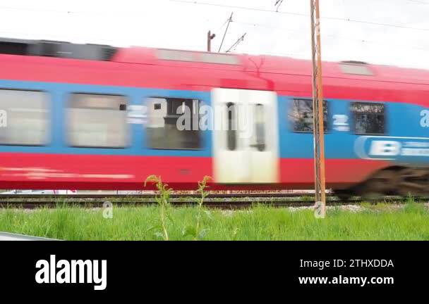 Modern Passenger Intercity Electric Train Rides Sremska Mitrovica