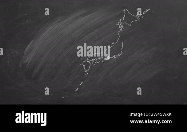 Japan Chalk Drawn And Animated Map With Flag Stock Video Footage Alamy