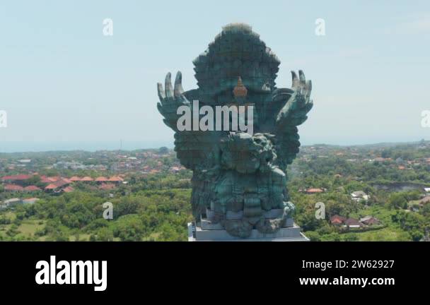 Front Rotating Aerial View Of Majestic Copper And Brass Garuda Wisnu