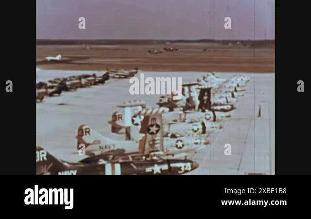 1960s Mechanics And Maintenance Crews Work On US Navy Blue Angel