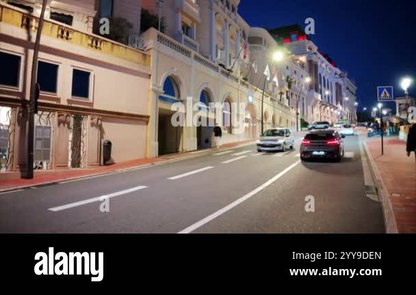 Monte Carlo Monaco October People And Cars Moving Through