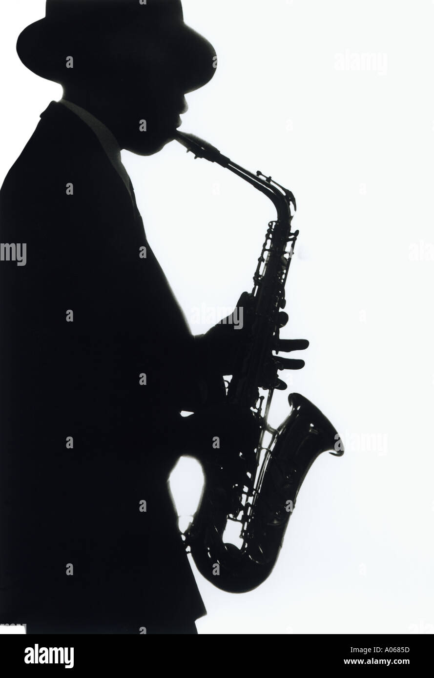 Illustration: Saxophone player man on white background 