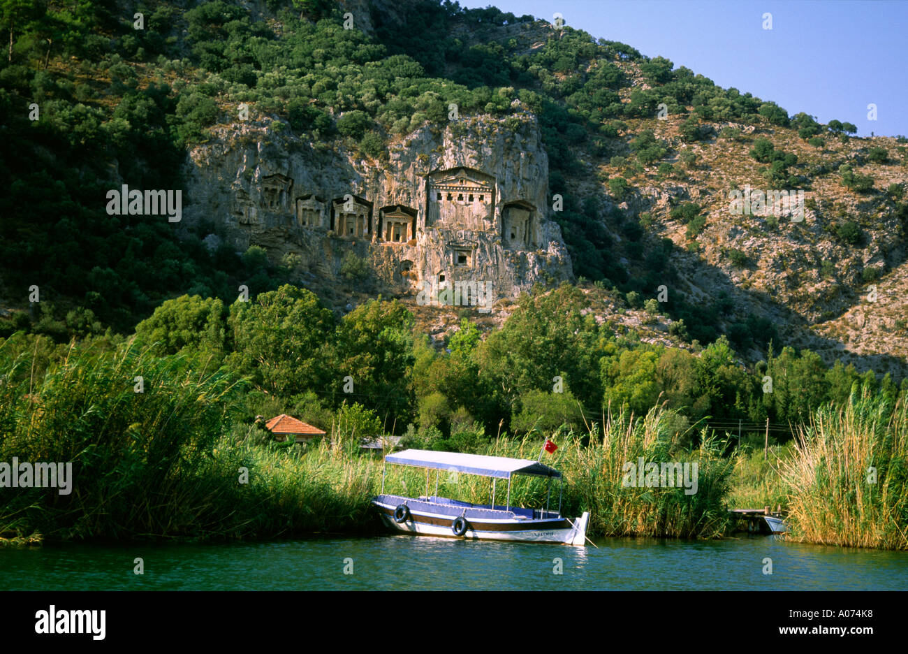 Gorgeous View Of The Lycian Tombs On The Cliffs By The Dalyan River In