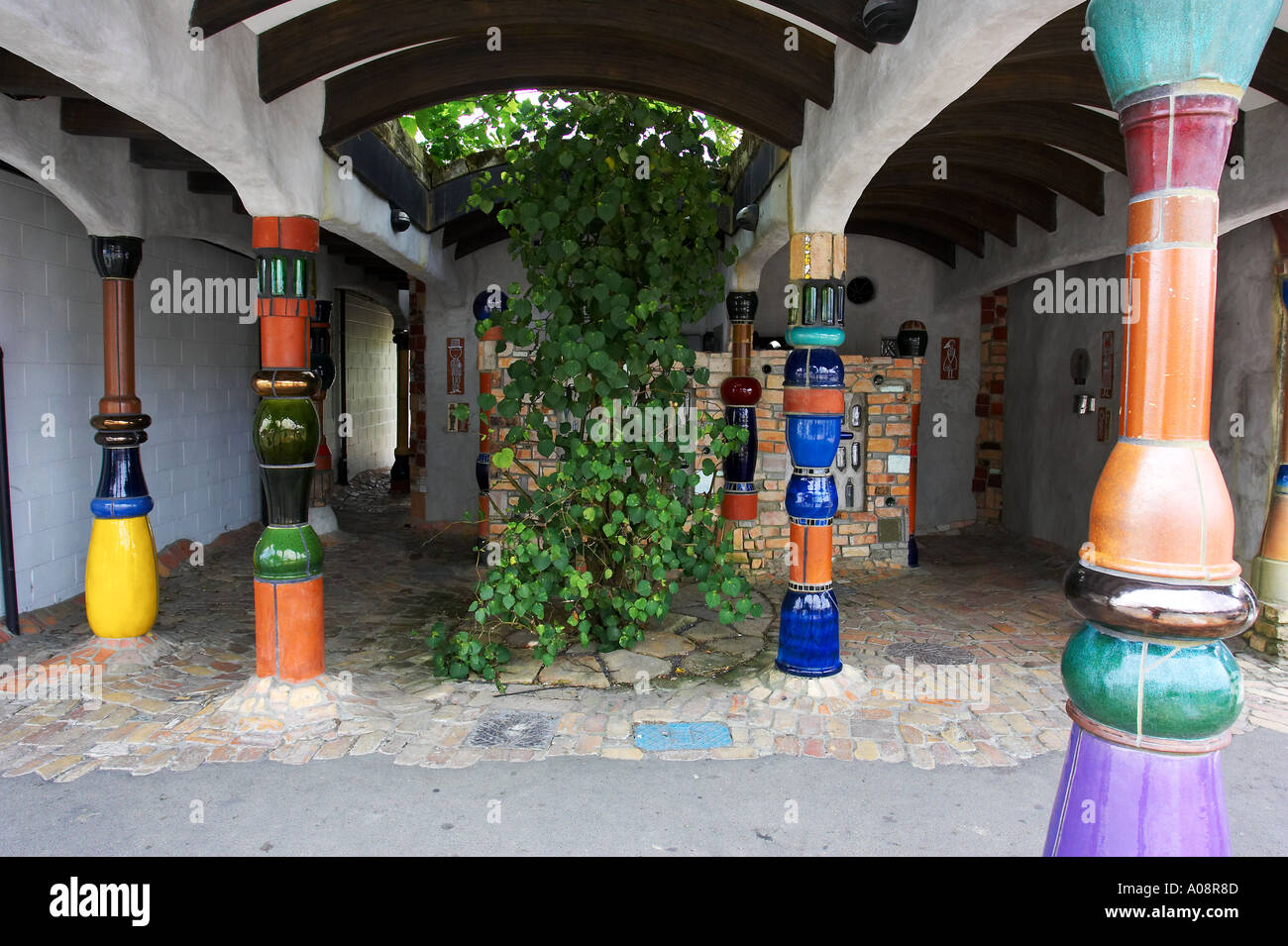 Famous Hundertwasser Toilets Kawakawa Northland New Zealand Stock Photo