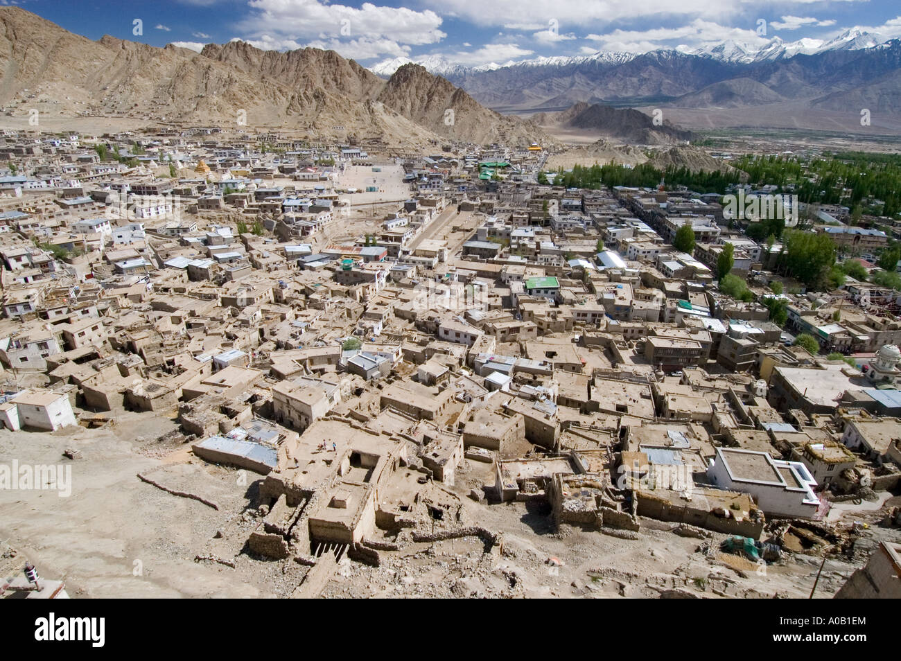 View Over The Historic Center Of Leh Indus Valley Ladakh Jammu And