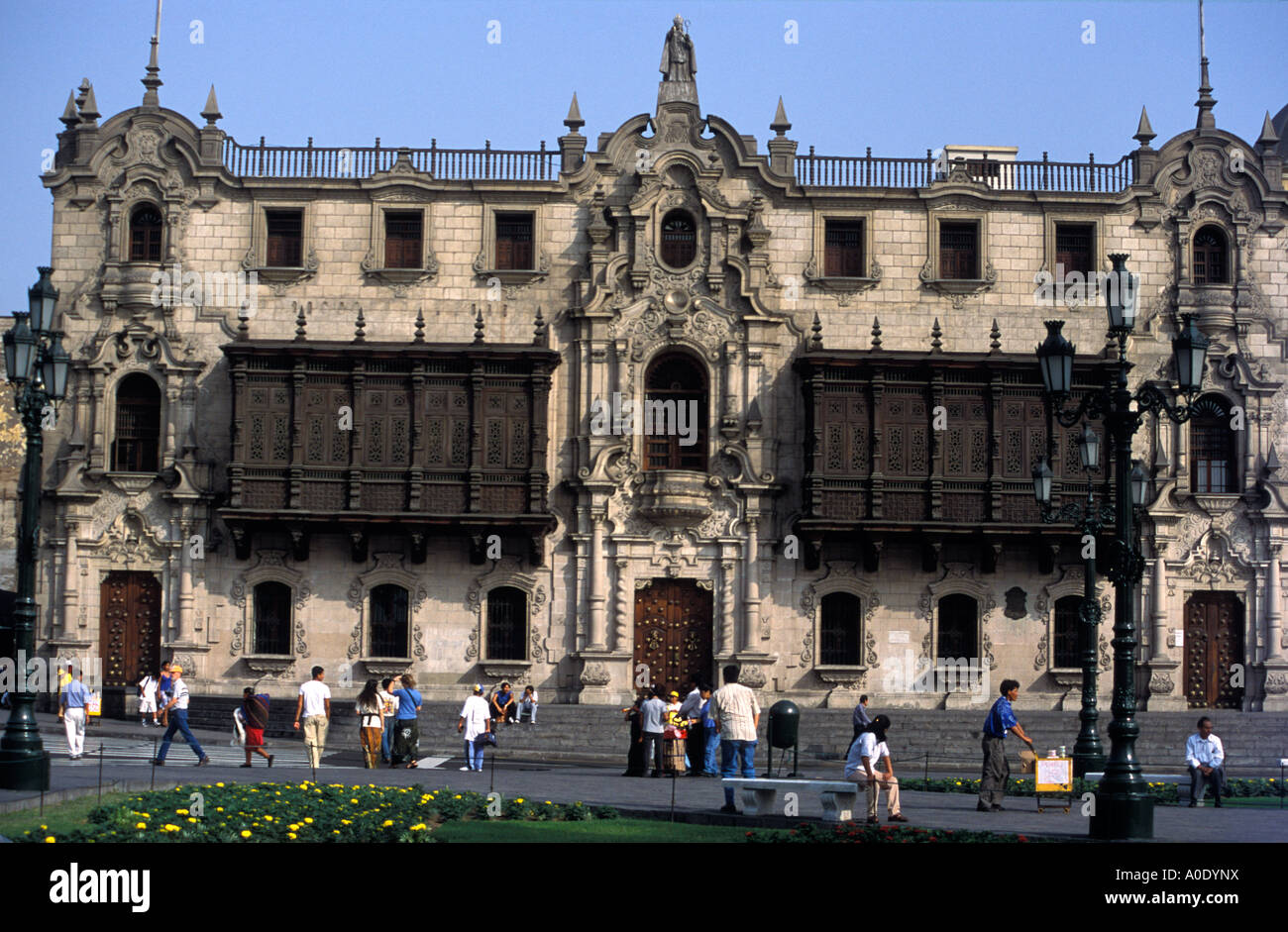 Archbishop S Palace Plaza De Armas Lima Peru Stock Photo Alamy