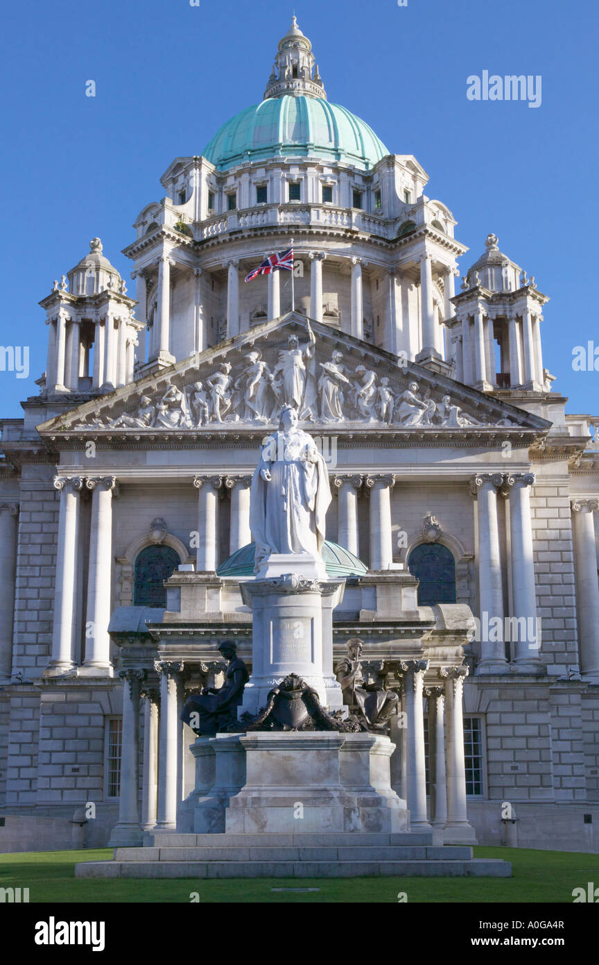 Belfast City Hall and statue of Queen Victoria, Northern Ireland Stock