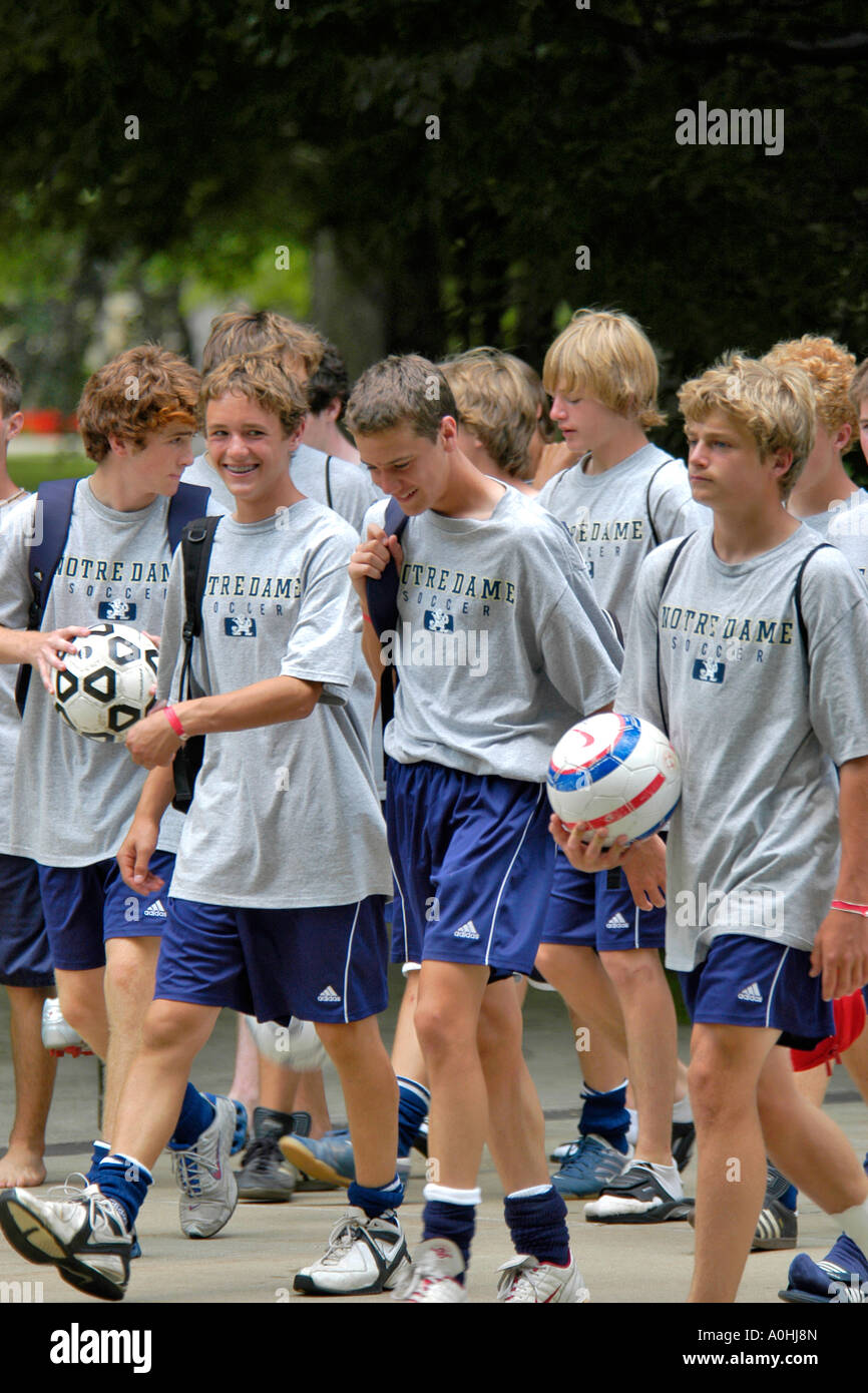Teenage boys soccer team at the University of Notre Dame Summer Camp