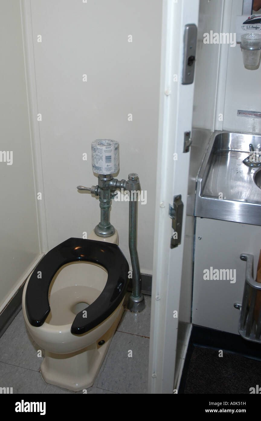 P31 049 Badger Car Ferry Toilet in Stateroom Stock Photo, Royalty Free