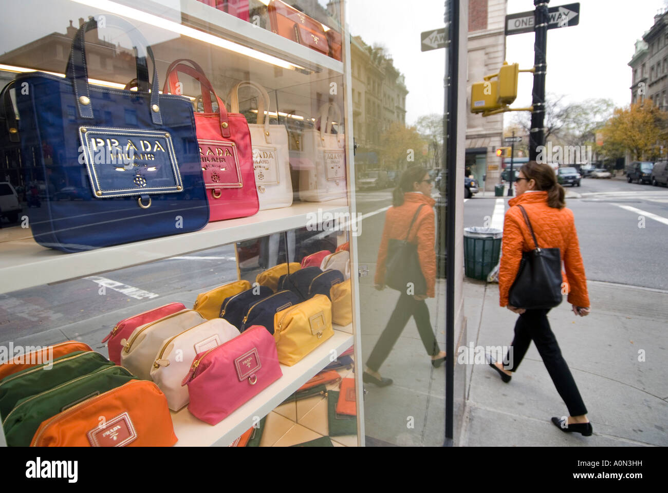 Multi Colored Handbags In Prada Shop Window On Madison Avenue ...  