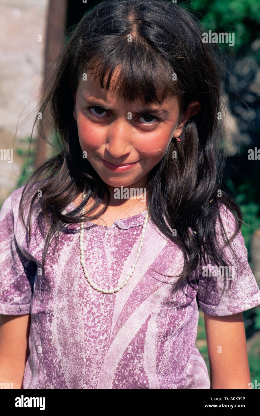 Portrait of a young girl Gochavank Armenia Central Asia Asia Stock Photo - portrait-of-a-young-girl-gochavank-armenia-central-asia-asia-A0X59P
