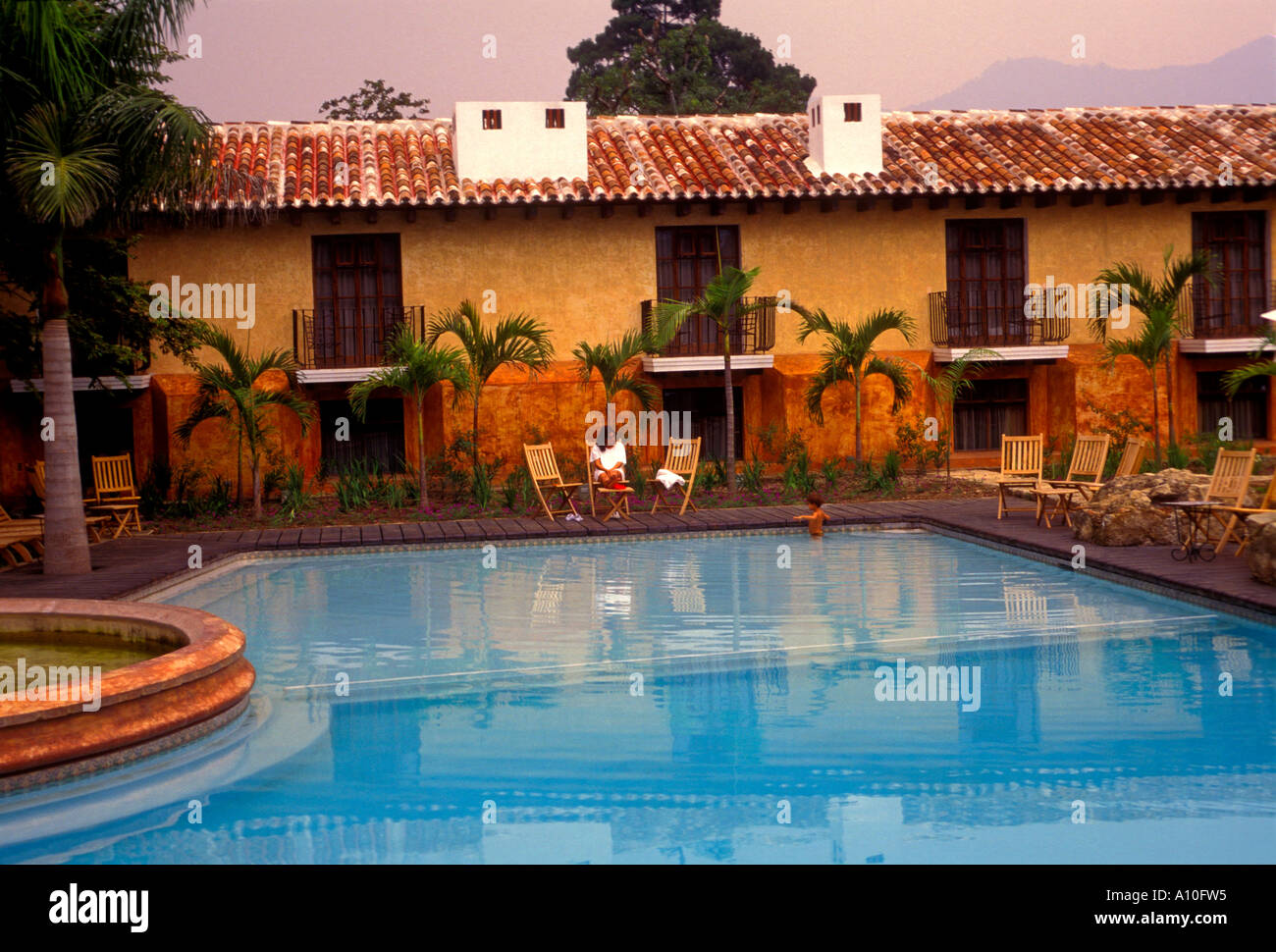 Pool At Casa Santo Domingo Hotel Antigua Sacatepequez Department Guatemala Central America Stock