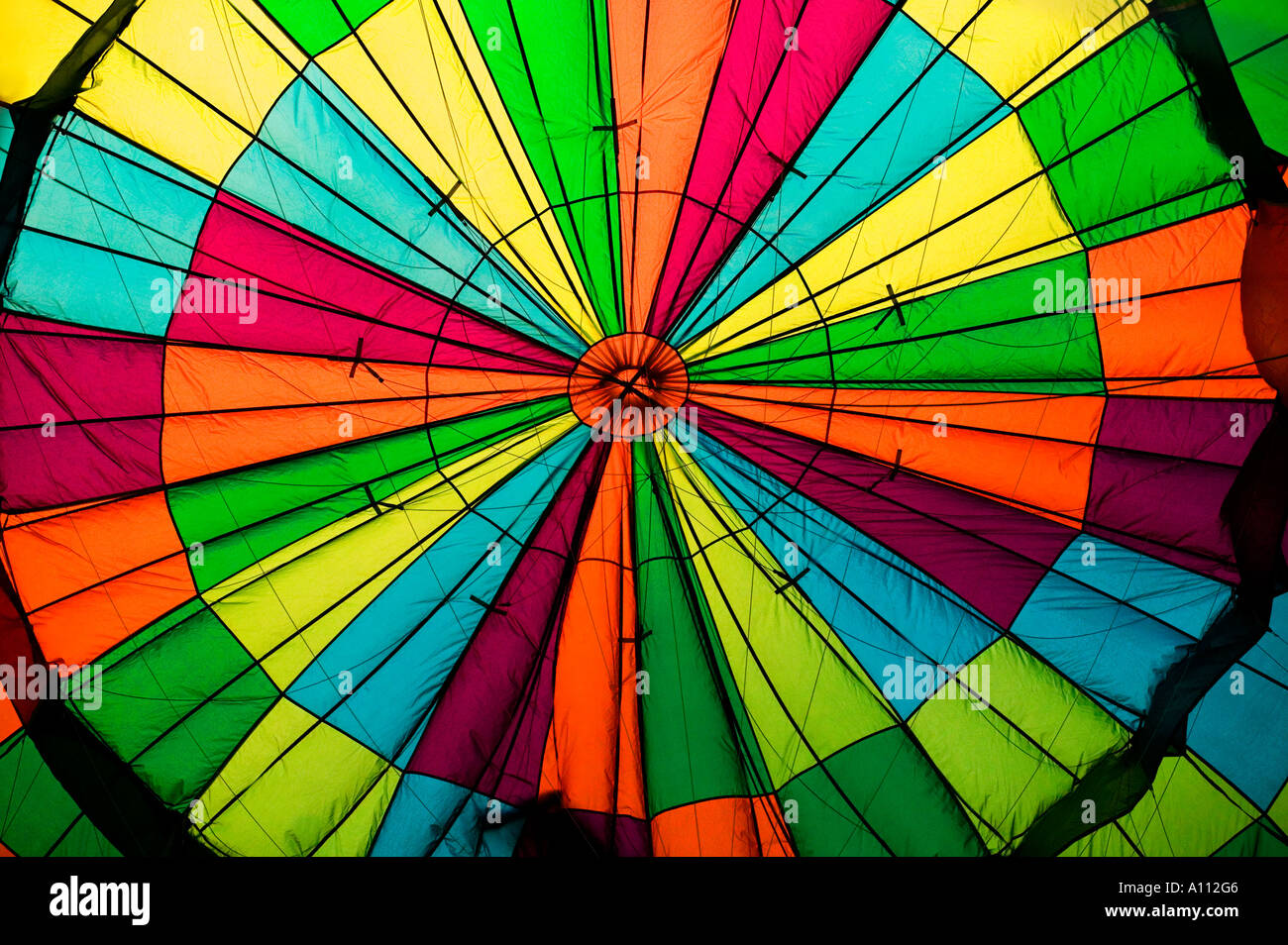 Inside the envelope of a hot air balloon, Bristol International Stock