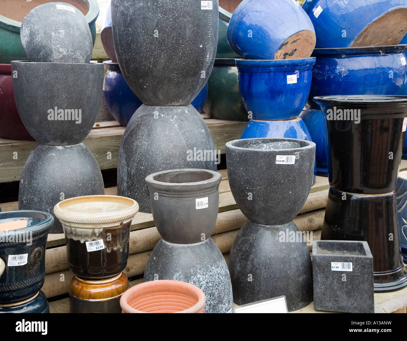 Frost Resistant Ceramic Pots On Sale In Garden Centre Wales Uk Stock