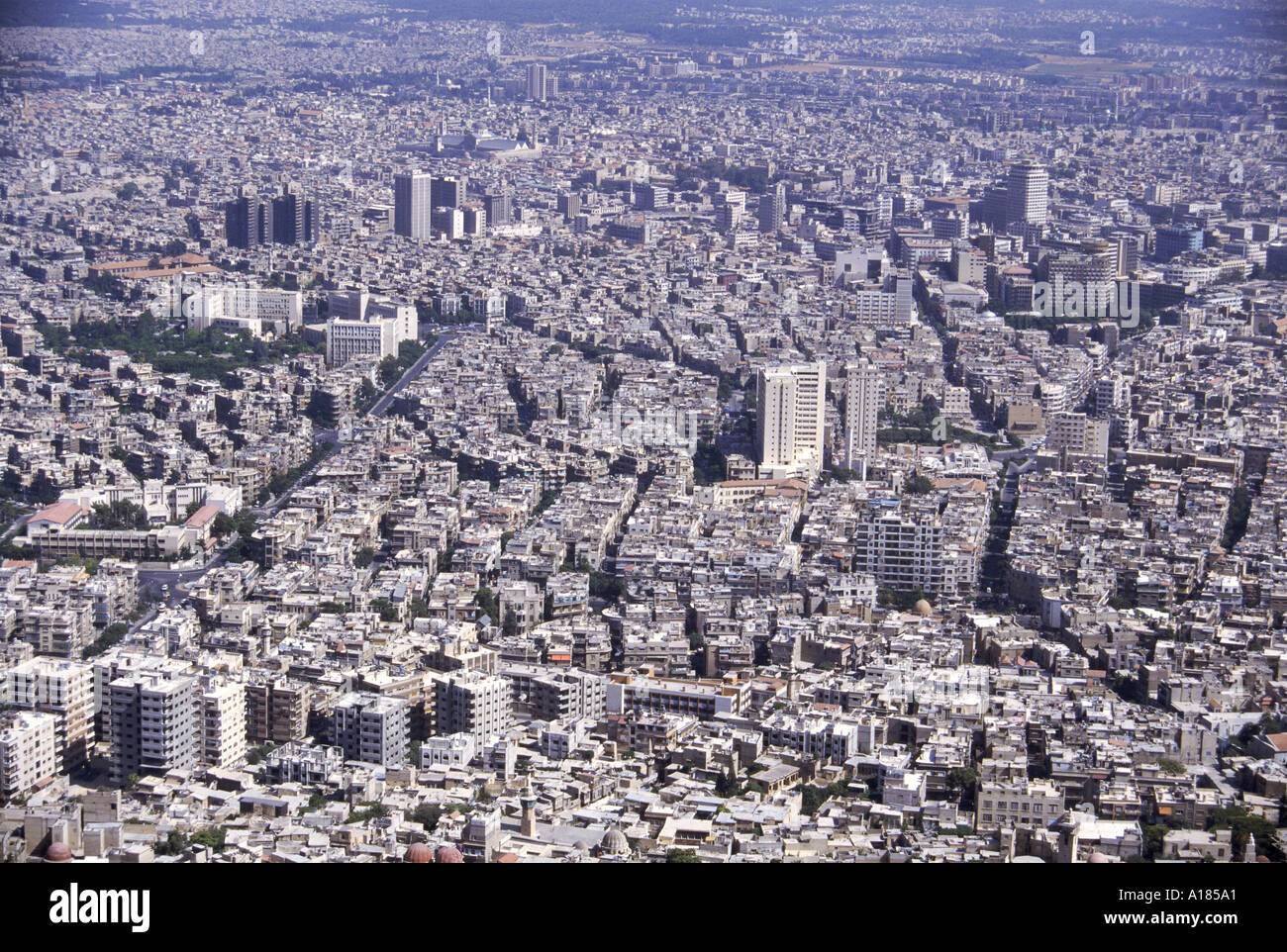 Aerial view over the city of Damascus Syria Middle East A C Waltham