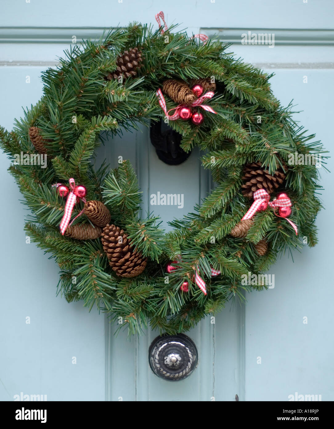 england uk christmas wreath on a front door stock photo england uk christmas wreath on a front door stock photo