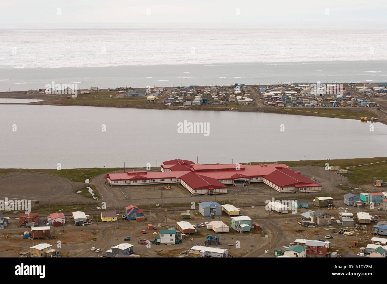 Aerial Of The Inupiat Village Of Utqiagvik Barrow During Spring Breakup