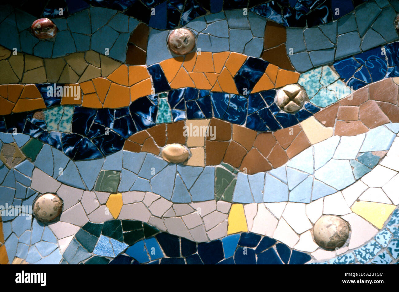 Mosaic by Antoni Gaudi, Catalan architect Stock Photo, Royalty Free ...