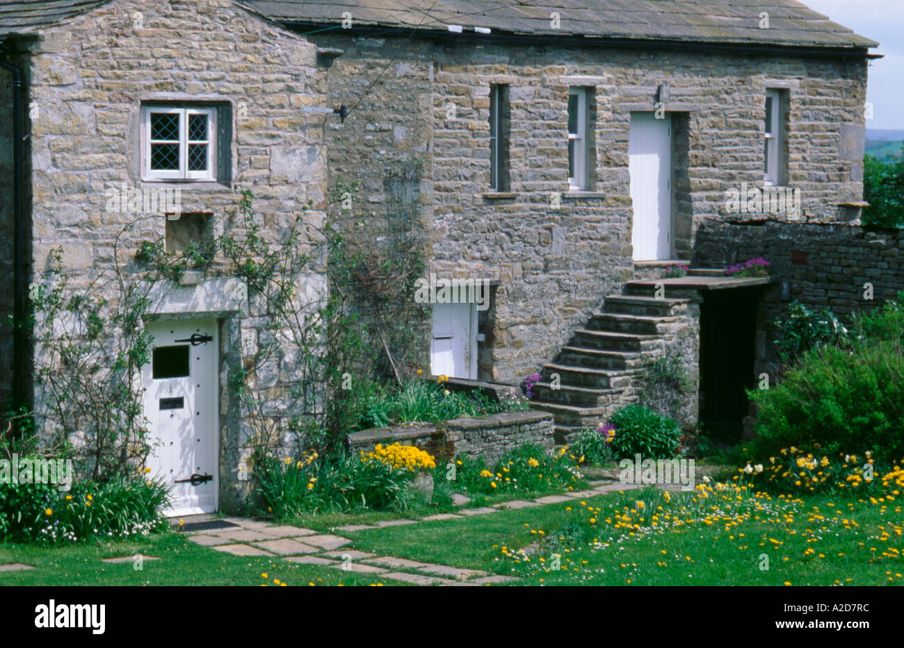 Stone cottage, Thornton Rust village, Wensleydale, Yorkshire Dales